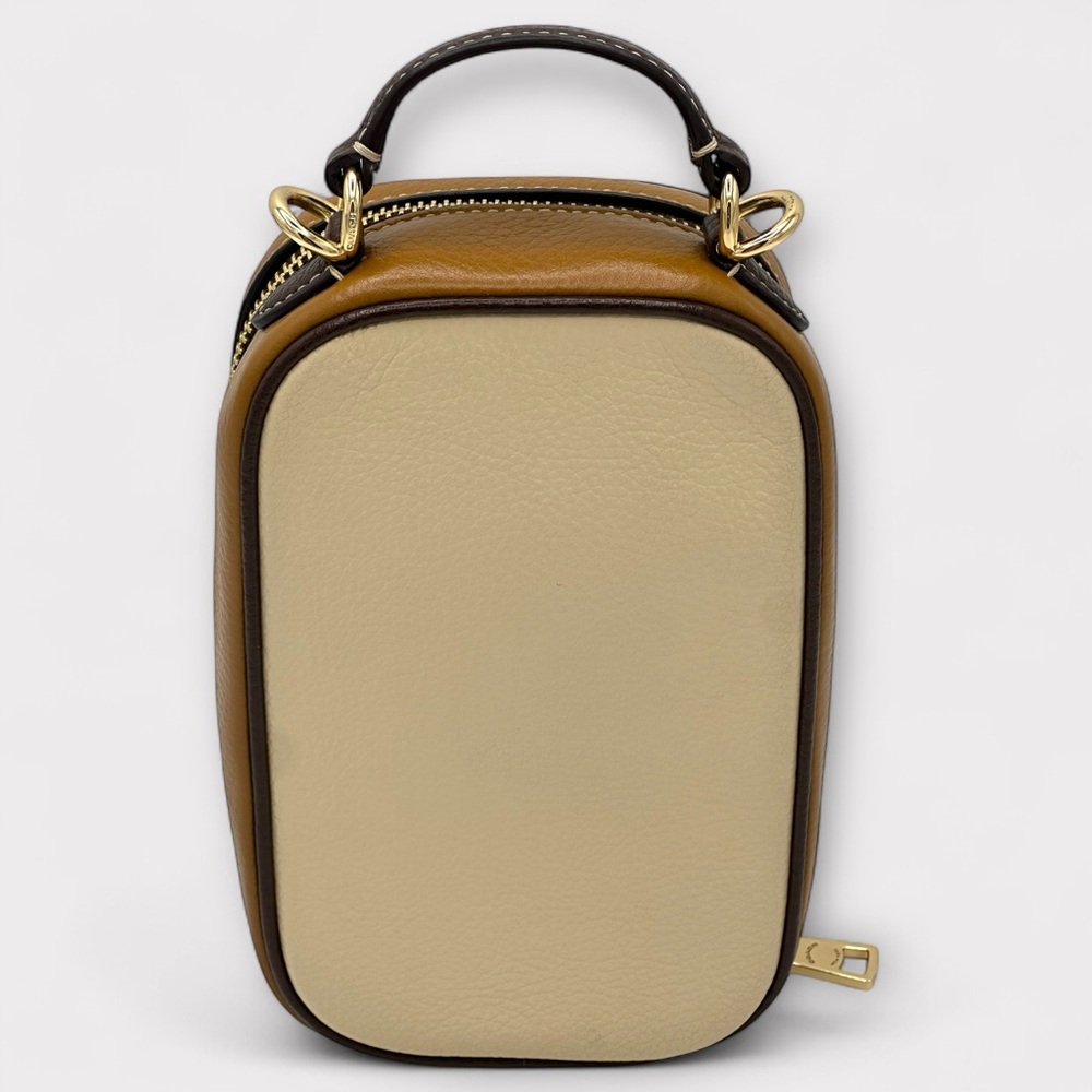 Coach Eva Phone Crossbody – Colorblock Pebble Leather – Tan/Beige - Picture 5 of 15